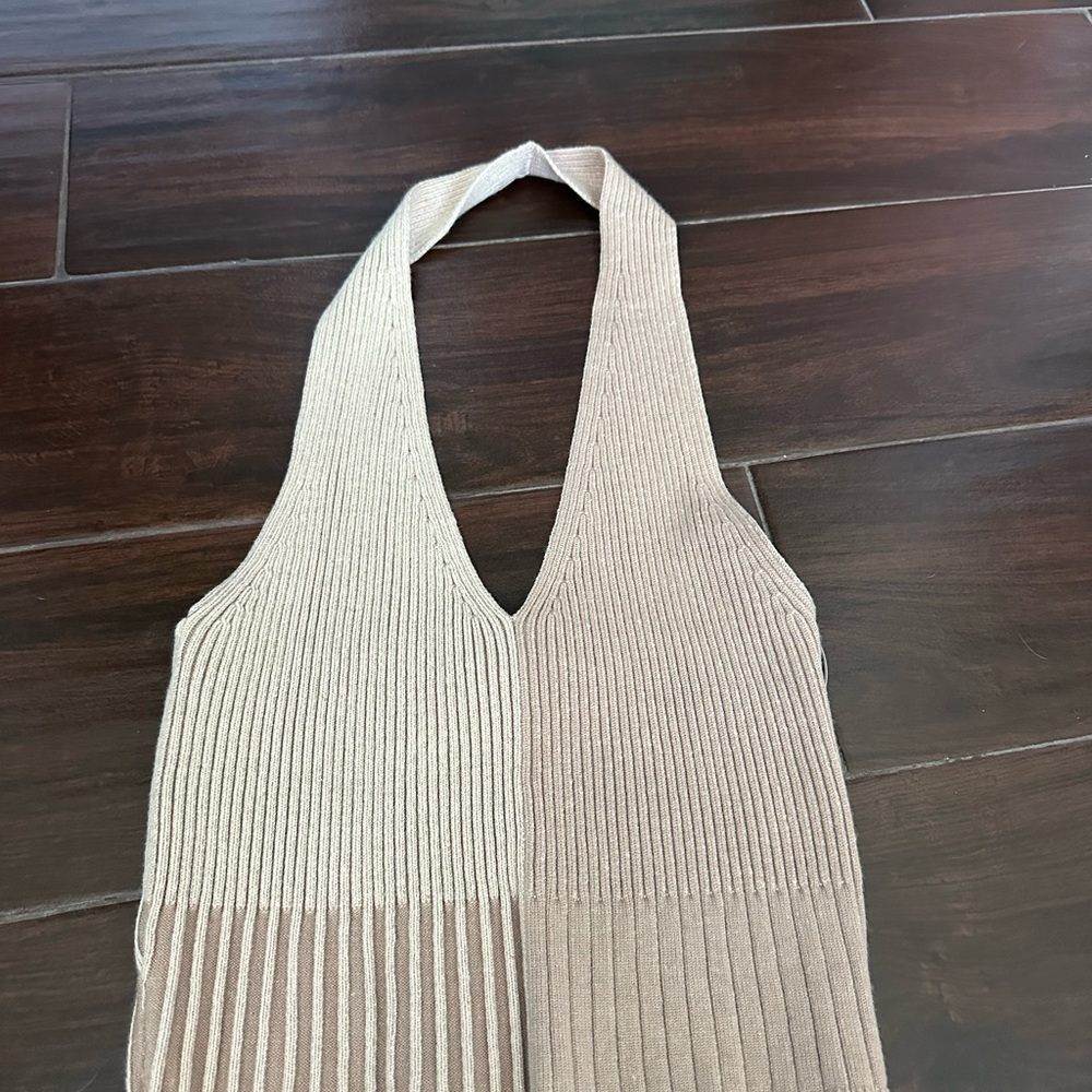 Beige and Cream Halter Top